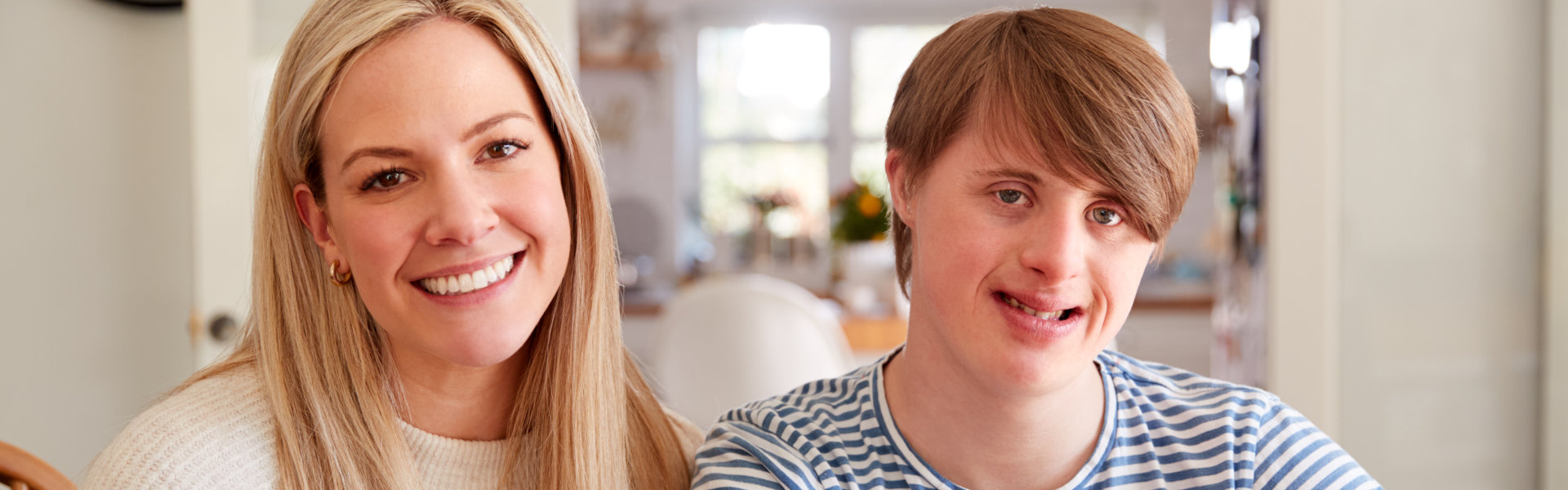 mother and her son smiling