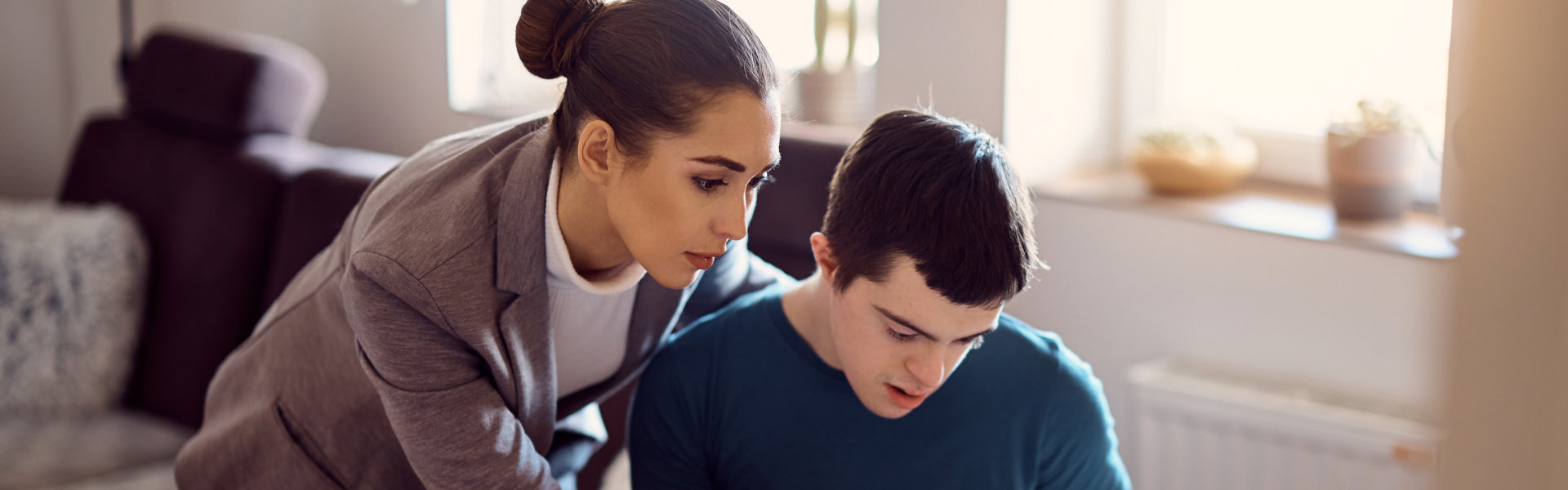 young woman assessing the young man